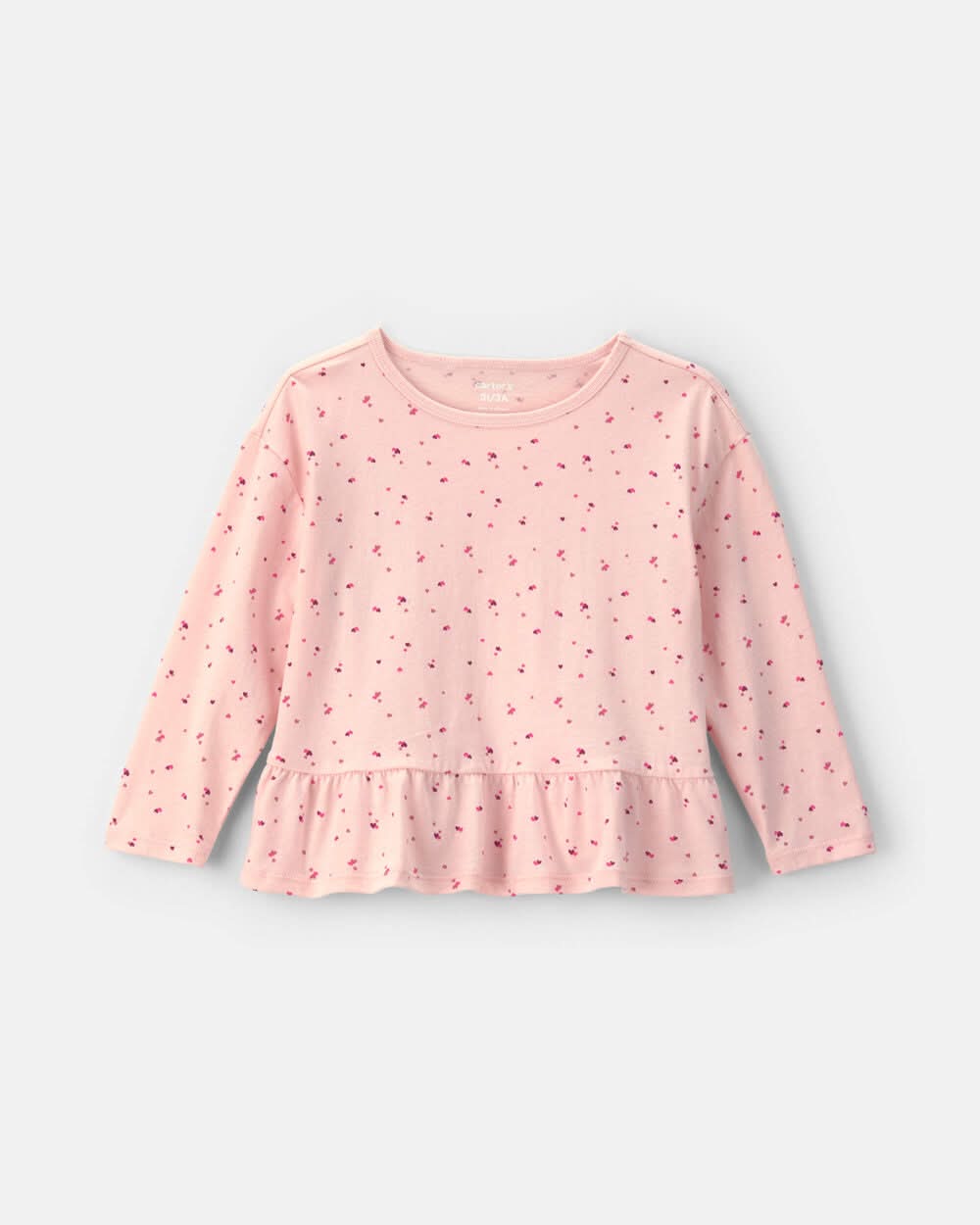 Toddler Girl Heart Long-Sleeve Peplum Top - Pink - 24M
