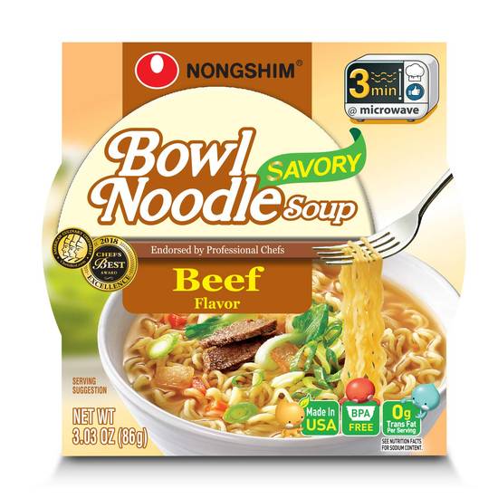 Nongshim Savory Beef Flavor Bowl Noodles