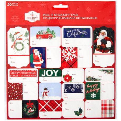 Holiday Time Peel ‘N Stick Traditional Red Gift Tags (36 ct)