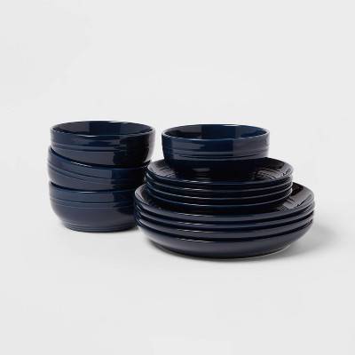 12pc Stoneware Westfield Dinnerware Set Navy - Threshold™