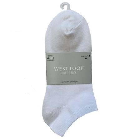 West Loop Women's Casual Low-Cut Socks White - 4-10 3.0 pr