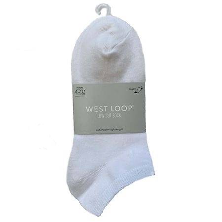 West Loop Casual Low-Cut Socks, Female, 4-10, White (3 ct)