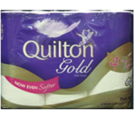 Quilton Gold 4 Ply Softness Toilet Tissue Rolls, 11x10 cm, White (6 pack)