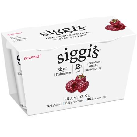 Yaourt framboise Skyr 2%MG SIGGI'S - les 2 pots de 140g