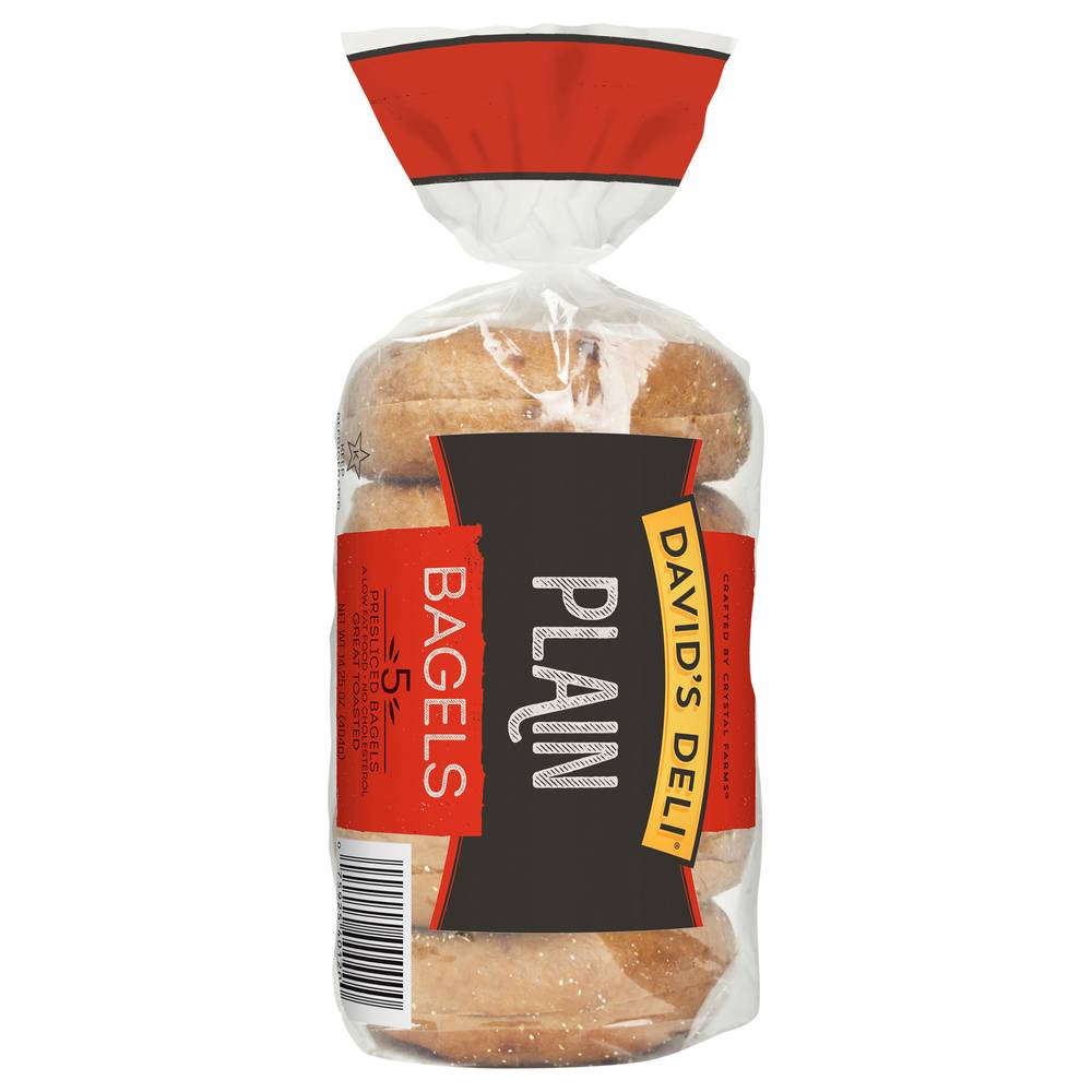 Davids Deli Presliced Plain Bagels (5 ct)