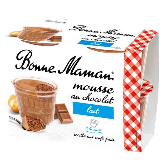 Bonne Maman - Mousse au chocolat au lait aux œufs frais (4 x 50g)