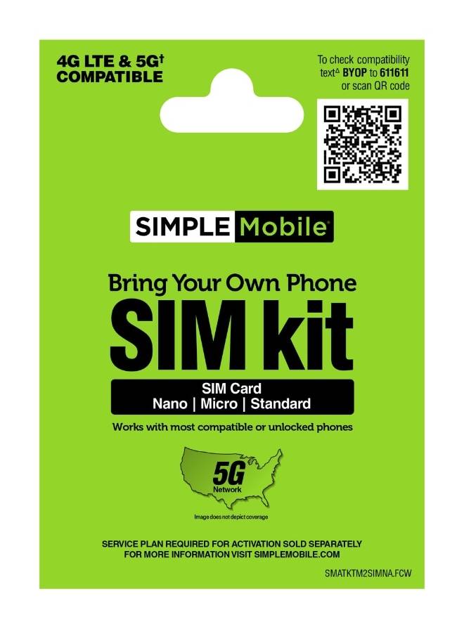 Simple Mobile Bring Your Own Phone Dual Mini Sim pack