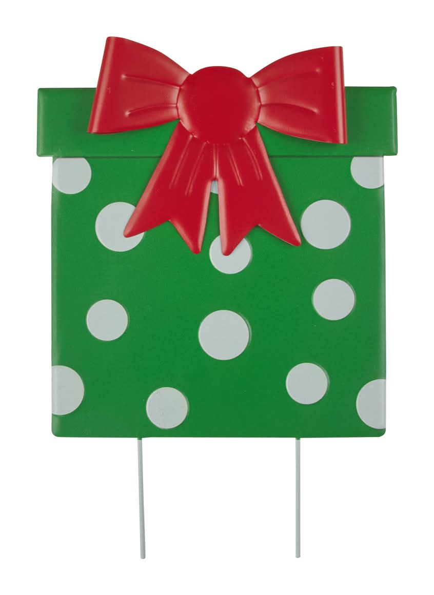 Christmas Present Metal Yard Stake Decor, Assorted