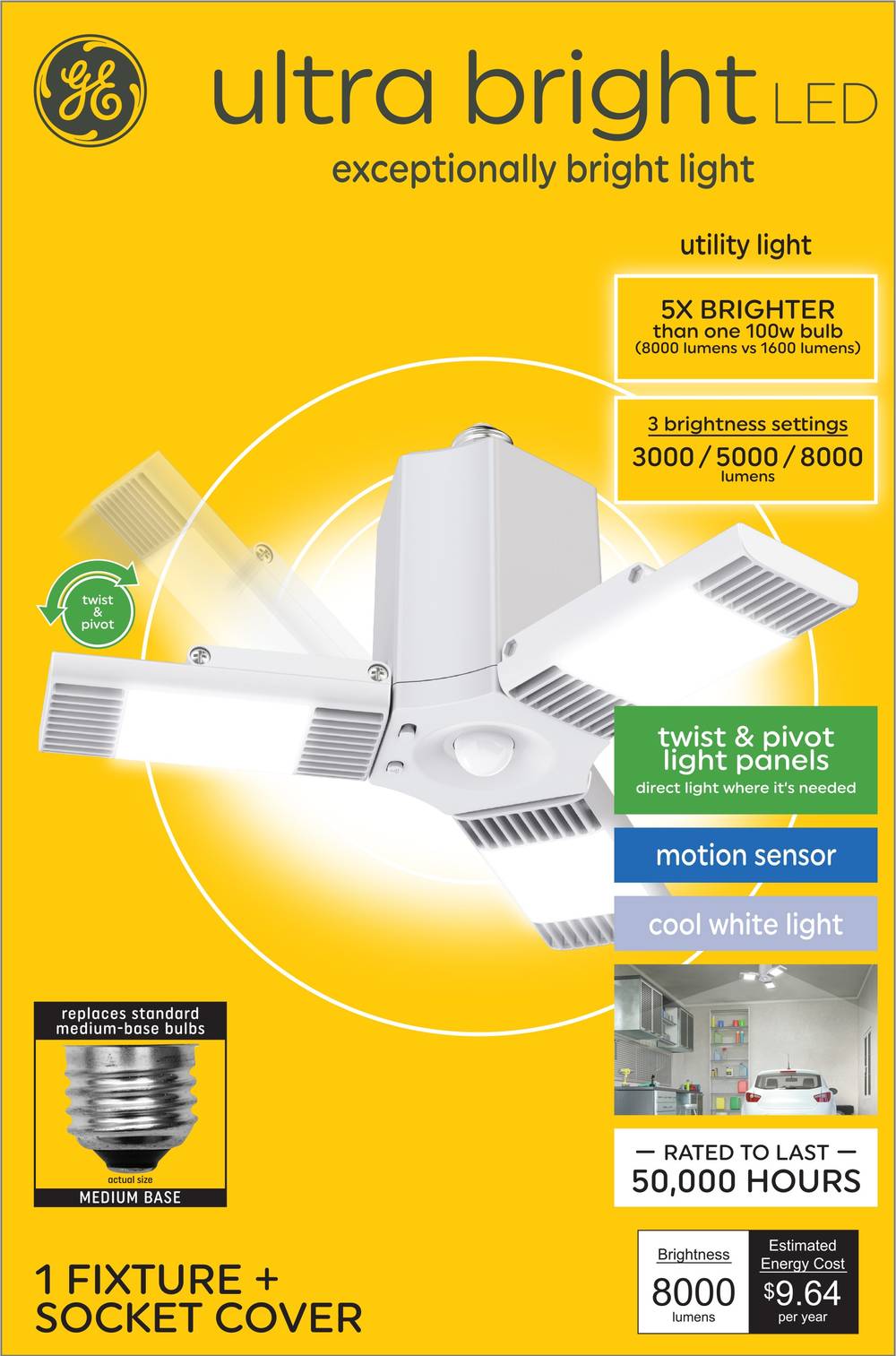 GE 8000-Lumen LED Screw-in Ceiling-mounted Work Light | 93129815