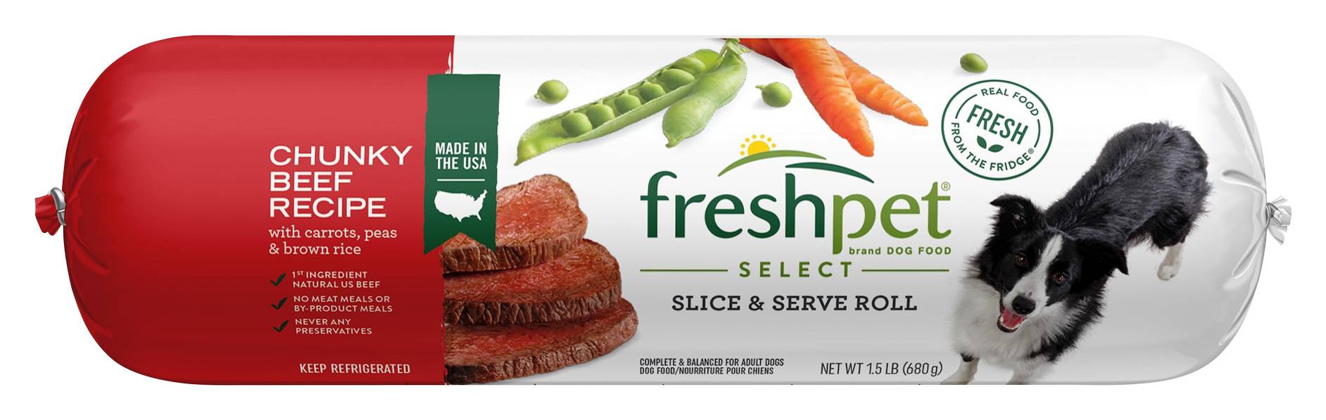 Freshpet Slice & Serve Roll Chunky Beef Recipe Dog Food (1.5 lbs)