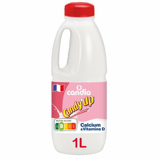 Candy'up - Candia  boisson lactée goût fraise stérilisée uht enrichie en vitamine d