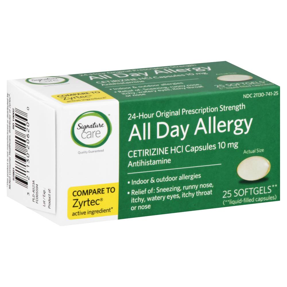 Signature Care 24 Hr Allergy Relief Cetirizine Hci 10mg (1.3 oz)