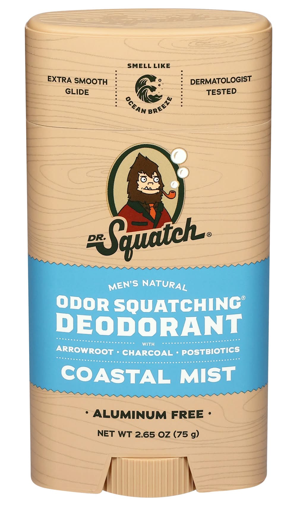 Dr. Squatch Odor Squatching Natural Deodorant, Coastal Mist, Men (2.65 oz)
