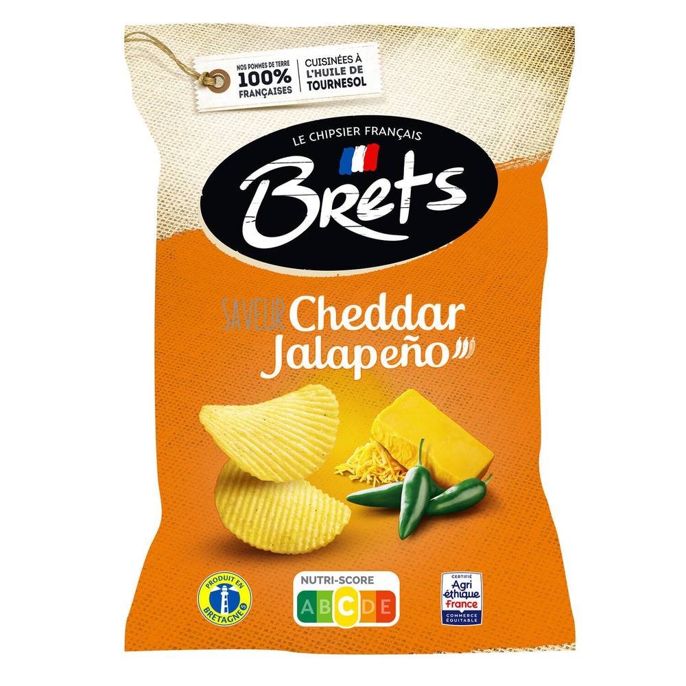 Chips saveur cheddar jalapeno BRETS - le sachet de 125g