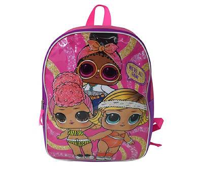 "We're All Fam!" Pink & Purple Kids' Backpack