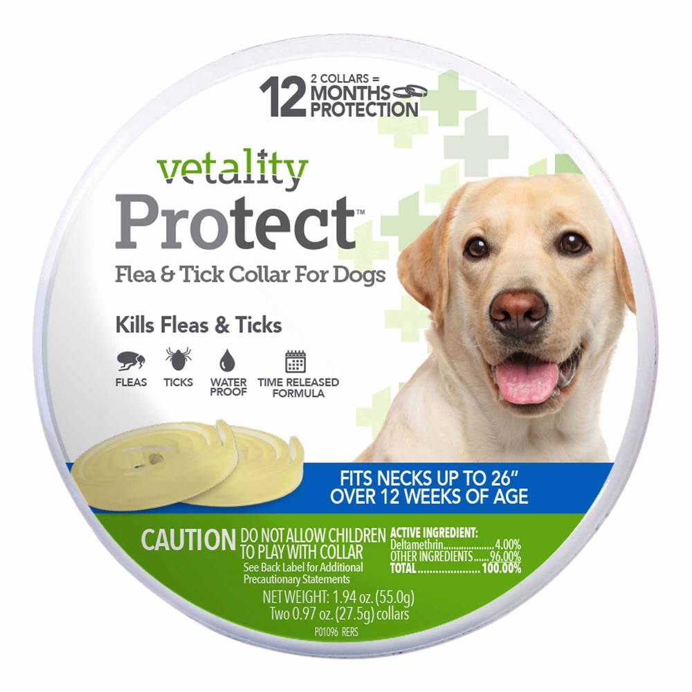 TevraPet Vetality Protect Flea & Tick Collar For Dogs (0.97 oz, 2 ct)