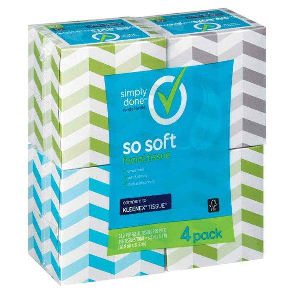 Simply Done So Soft Facial Tissue 4-Pack 280 Ct