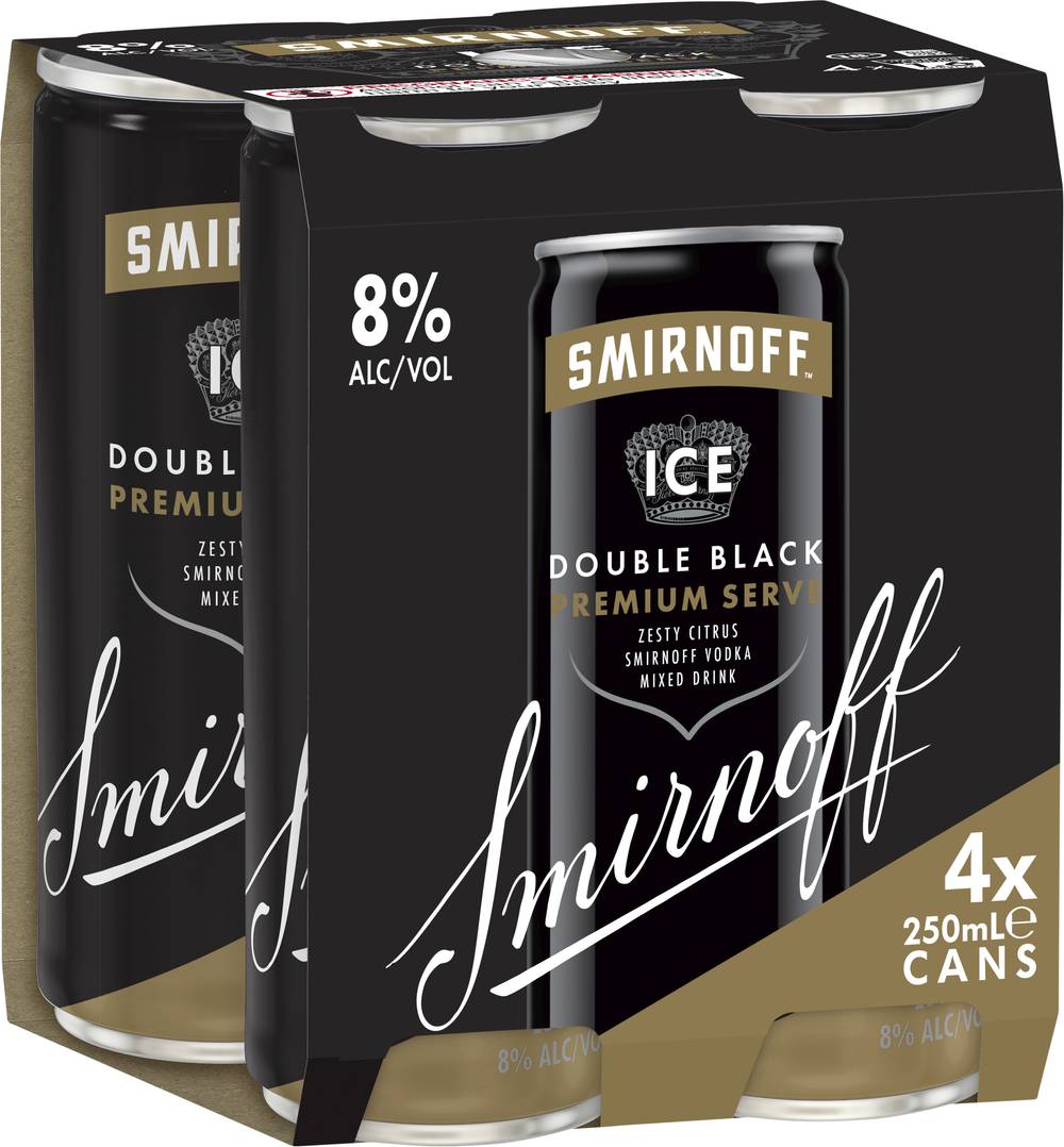Smirnoff Ice Double Black 8% Can 250mL X 4 pack