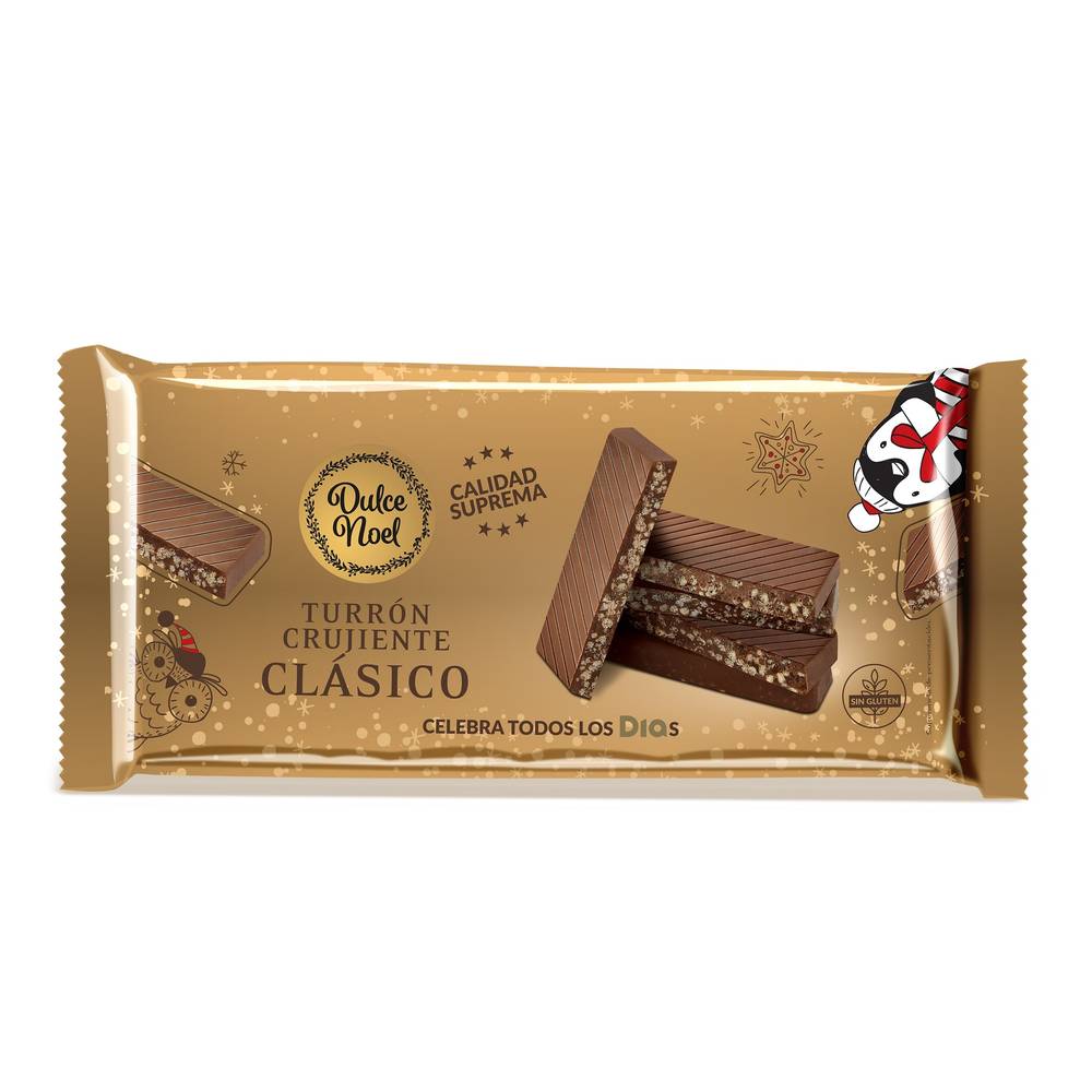 Turrón Crujiente De Chocolate Con Leche Dulce Noel Dia Bolsa 140 G