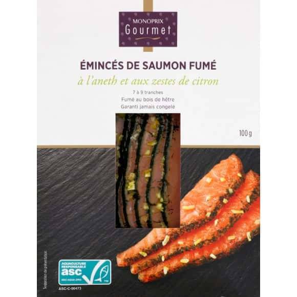 Monoprix Gourmet Eminces De Saumon Fume La Boite De 100G