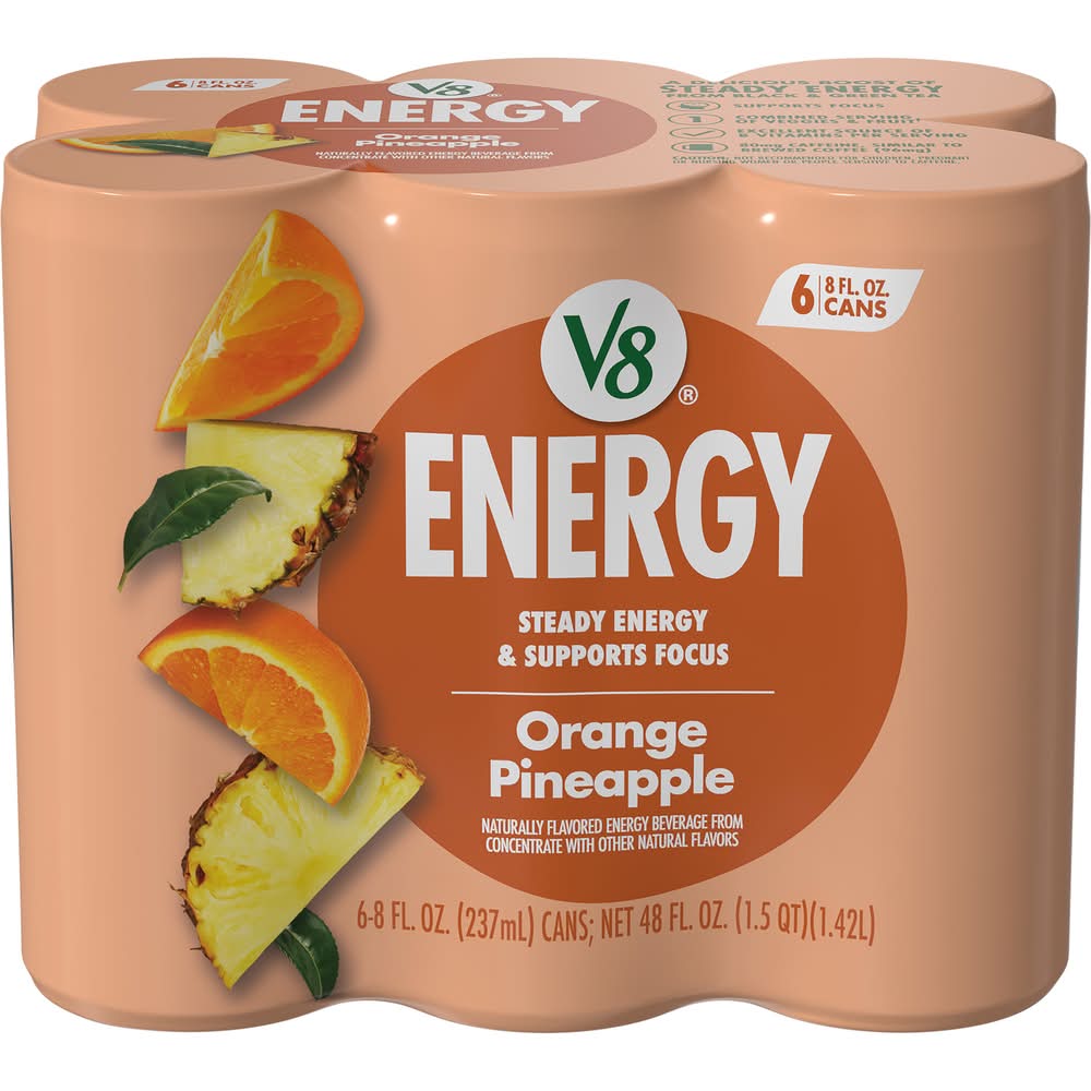 V8 Energy Drink, Orange Pineapple (6 x 8 fl oz)
