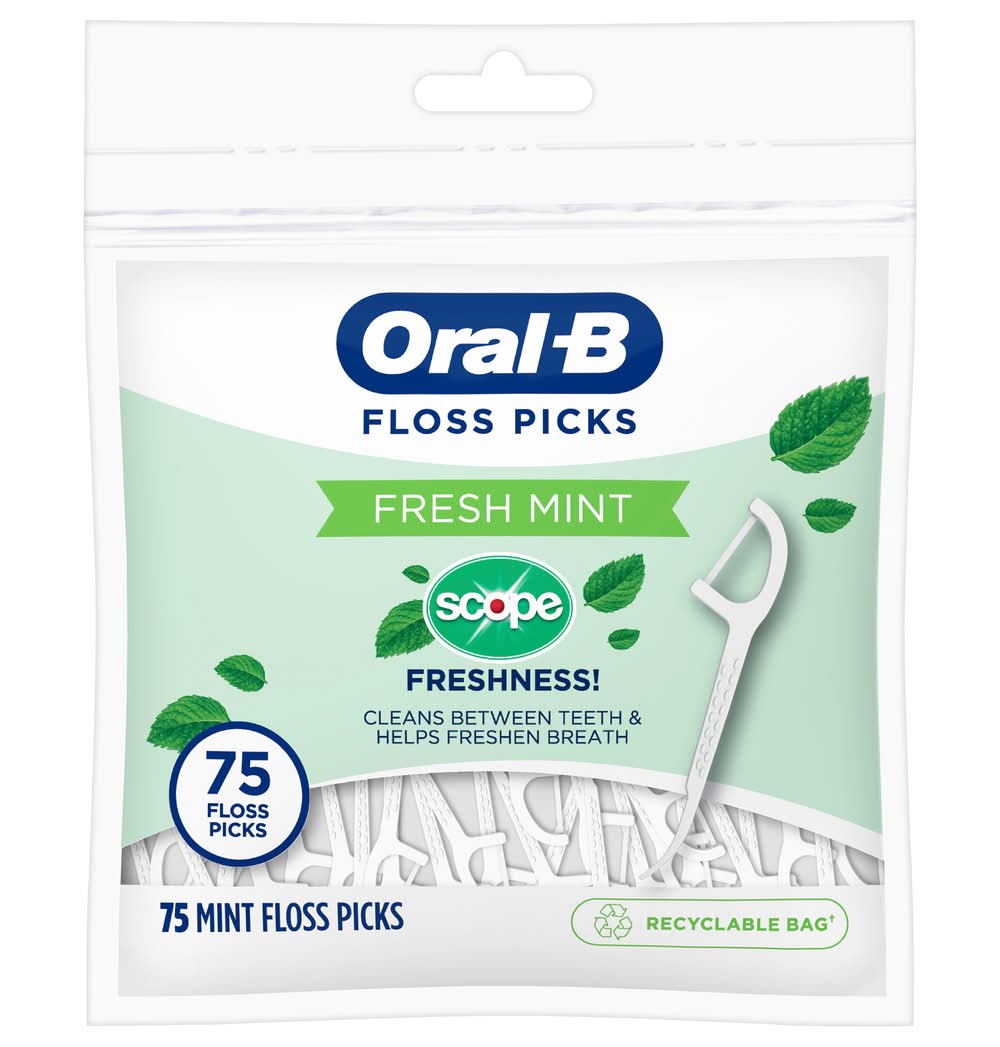 Oral-B Burst Of Scope Floss Picks, Fresh Mint (1.8 oz)