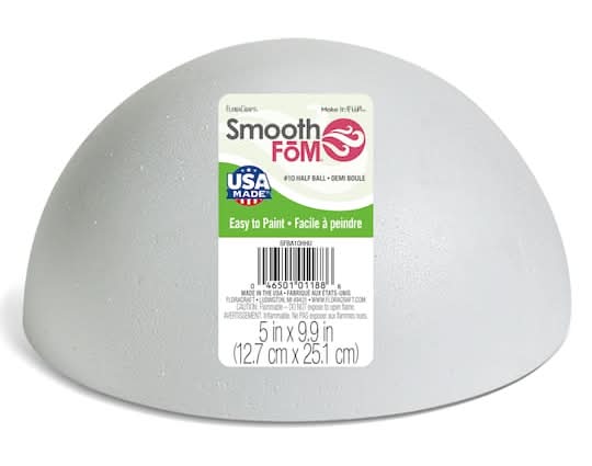 Ashland Hollow Foam Half Ball, 5 x9.9 in, White