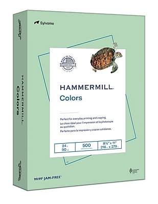 Hammermill Colors 8.5 x 11 Color Printer Paper, 24 lbs. Green, 500 Sheets/Ream (400740RM)