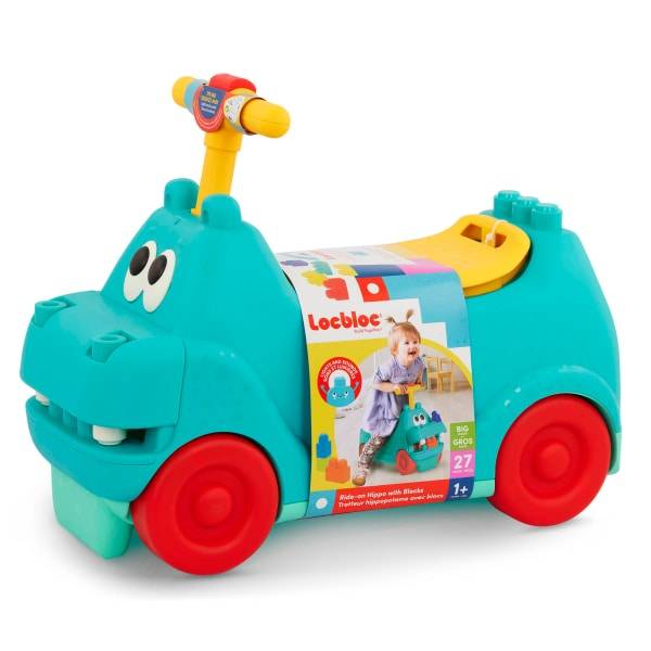 Battat Hippo Ride-On With Large Locblocs Ride-On Toy with Blocks