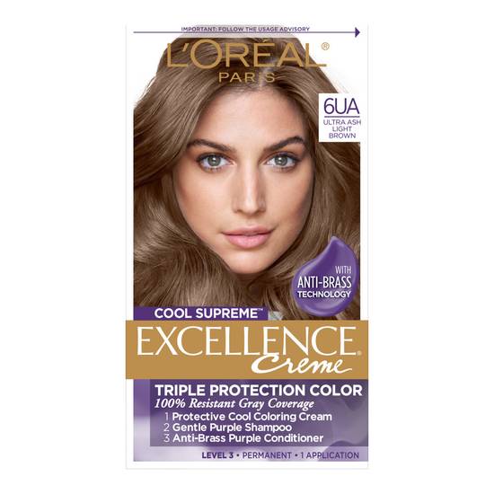 L'Oreal Paris Excellence Cool Supreme Permanent Gray Coverage Hair Color, Ultra Ash Light Brown