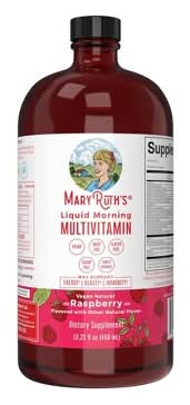 MaryRuth's Liquid Morning Vegan Multivitamin Diatary Supplements, Raspberry (15.22 fl oz)