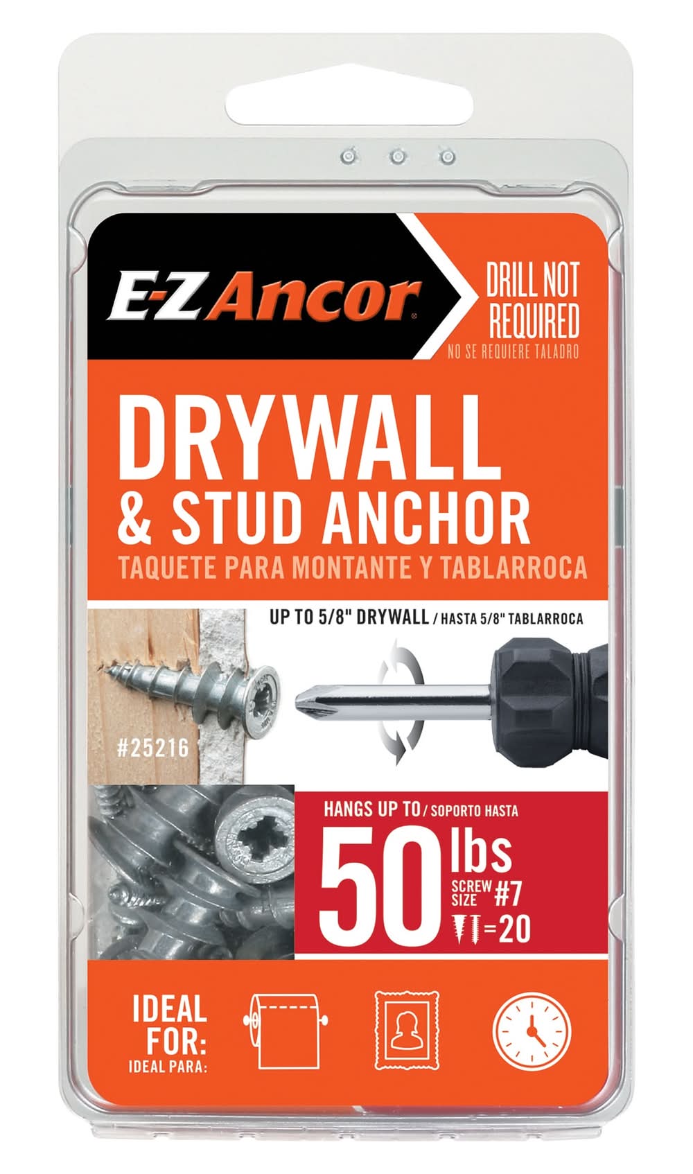 E-Z Ancor 50-lb #7 x 1-1/4-in Self-Drilling Anchors with Screws Included 20 -Pack