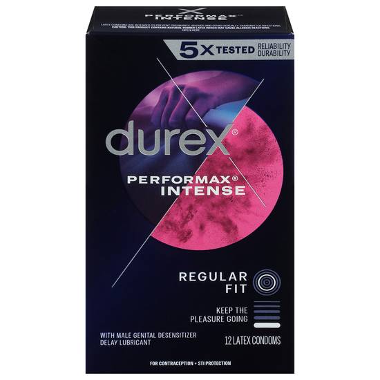 Durex Performax Intense Latex Condoms (12 condoms)