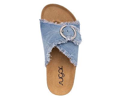 Sugar Kids 1 Denim Buckle Slide, Blue