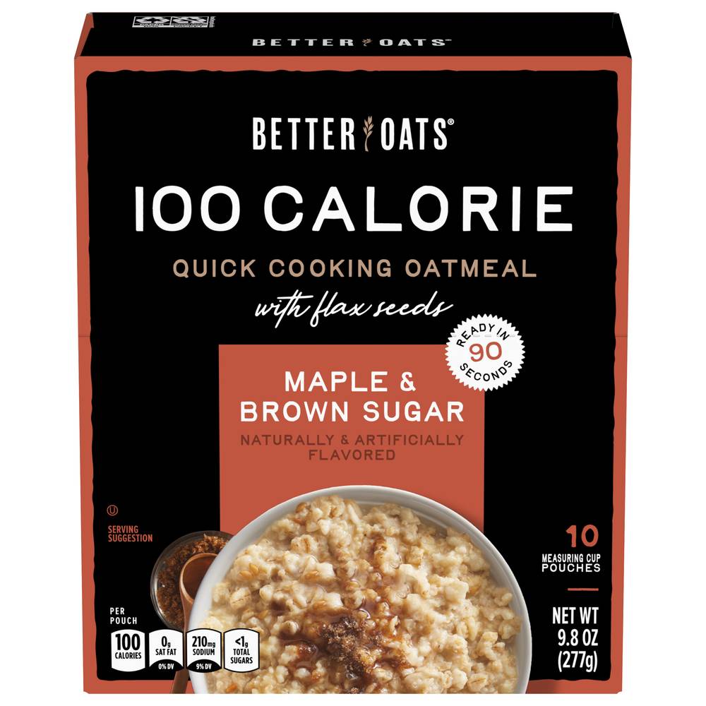 Better Oats 100 Calories Maple & Brown Sugar Oatmeal Pouches (10 ct)