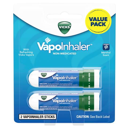 Vicks VapoInhaler Portable Nasal Inhaler, Non-Medicated, 2 CT