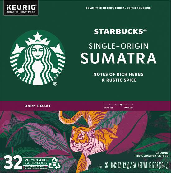 Starbucks Sumatra K-Cup Pods Dark Roast Ground Coffee (13.5 oz)