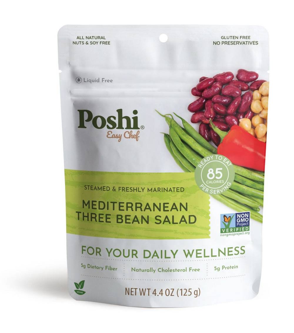 Poshi, Mediterranean Three Bean Salad, 4.4 Oz