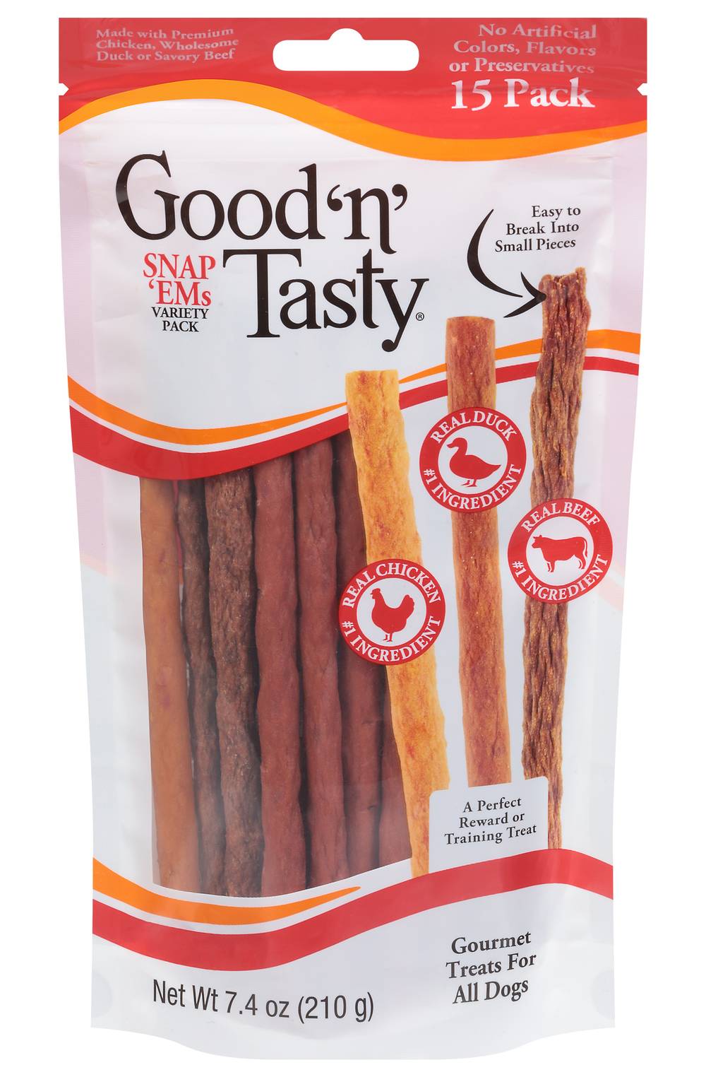 Good 'n' Tasty Snap Ems Variety pack Gourmet Treat Sticks For Dogs (7.4 oz, 15 ct)