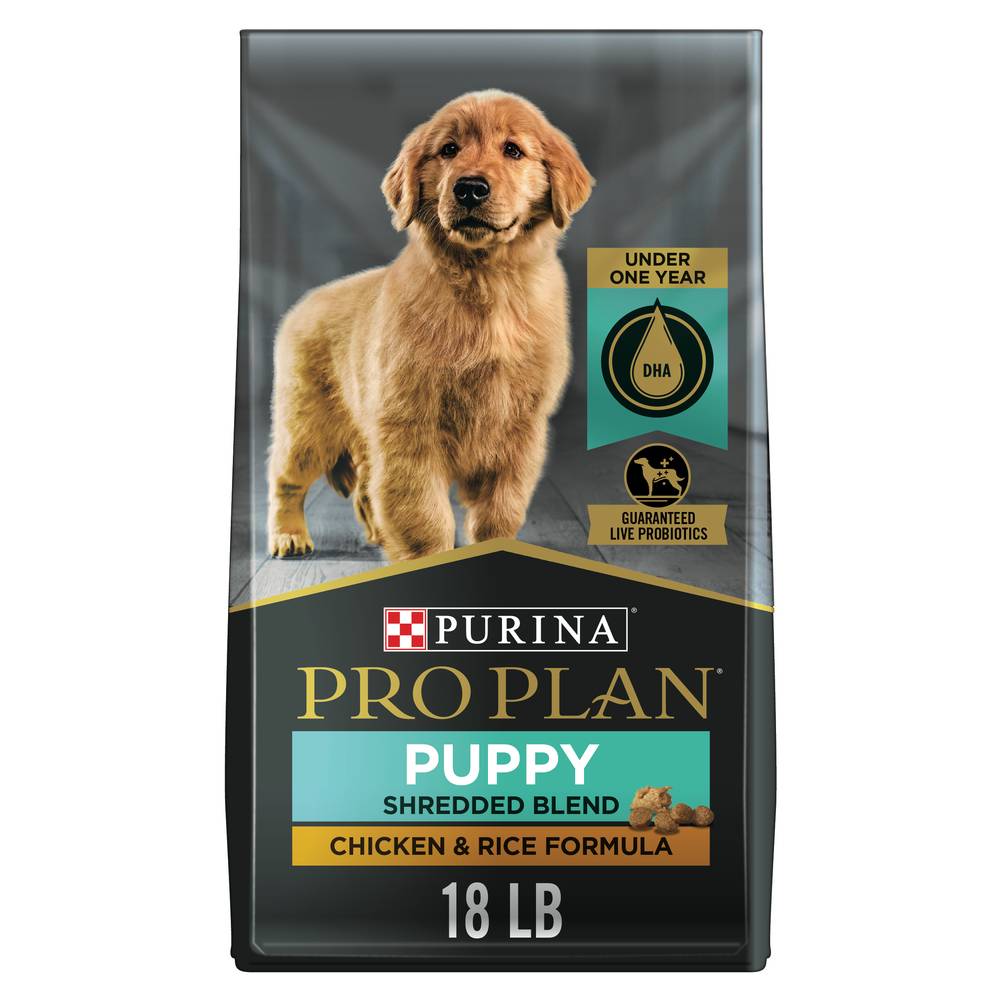 Purina Pro Plan High Protein Shredded Blend Puppy Food, Chicken & Rice Formula (18 lbs)