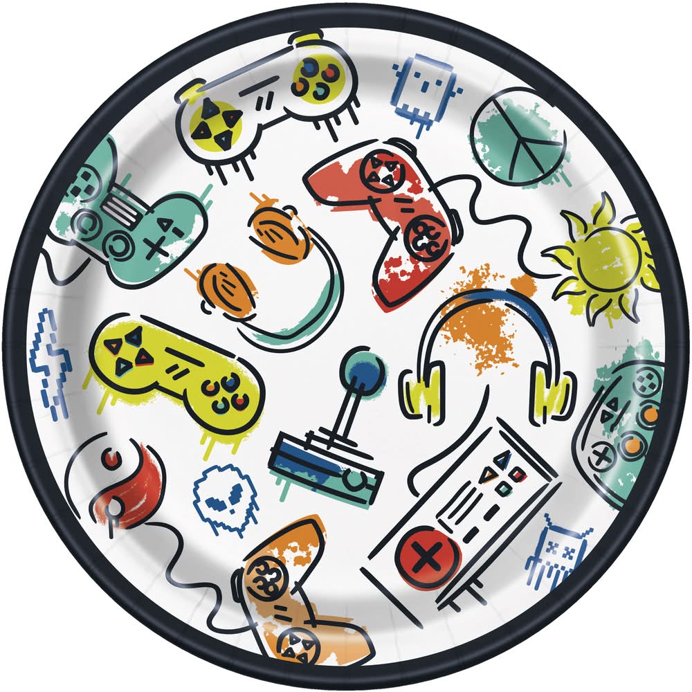 7in Paper Plates 8-Count - Gamer