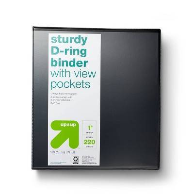 Up&Up Sturdy D-Ring Binder Clear With View Pockets