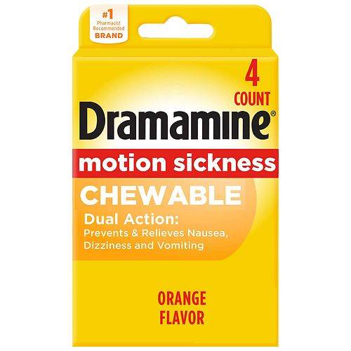Dramamine Motion Sickness Relief Chewable Tablets Orange - 4.0 ea