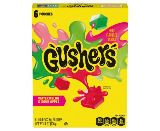 Gushers Fruit Snacks, Watermelon-Sour Apple (6 x 0.8 oz)