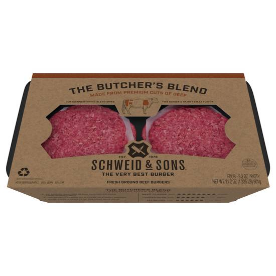 Schweid & Sons Butcher's Blend Fresh Ground Beef Burgers (4 ct)