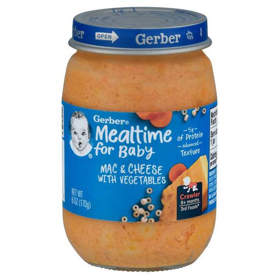 Gerber Mealtime For Baby Mac & Cheese With Veggies 8+month