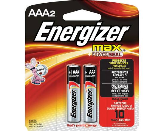 Energizer · Piles alcalines AAA max (2 unités) - Max alkaline AAA batteries (2 units)