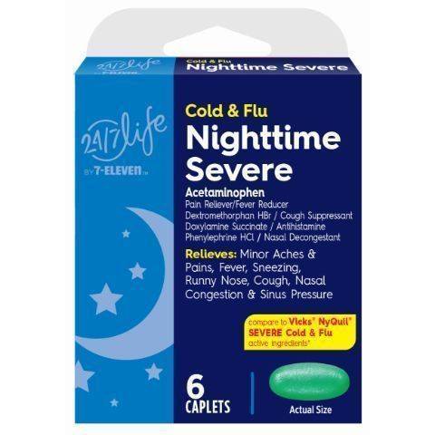 24/7 Life Cold & Flu Nighttime Caplets (6 ct)