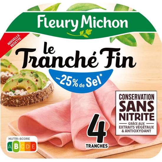 Jambon - Le Tranché fin - Taux de sel réduit  - 4  tranches