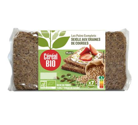 Pain complet de seigle courge bio CEREAL - le paquet de 7 tranches - 500 g